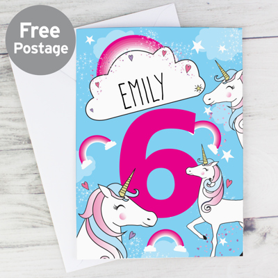 Personalised Unicorn Birthday Card