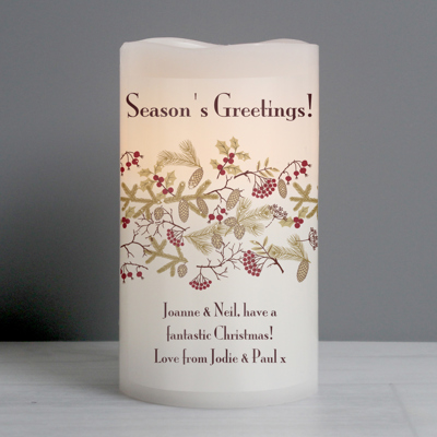 Personalised Christmas Floral LED Candle