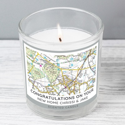 Personalised Present Day Map Compass Jar Candle